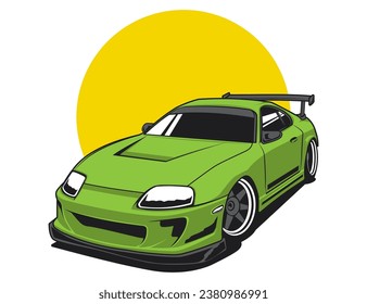 isolated green 90s car design vector illustration graphic
