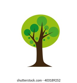 Isolated green abstract tree on a white background