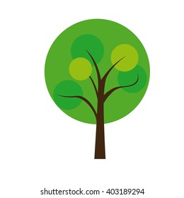 Isolated green abstract tree on a white background