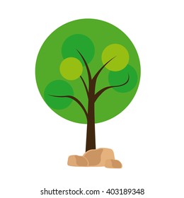 Isolated green abstract tree on a white background