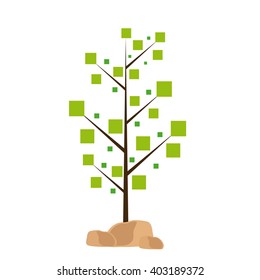 Isolated green abstract tree on a white background
