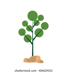 Isolated green abstract tree on a white background