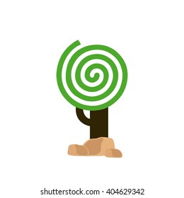 Isolated green abstract tree on a white background