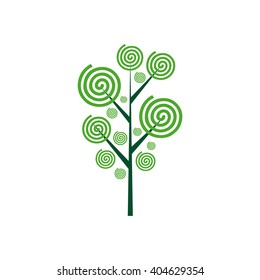 Isolated green abstract tree on a white background
