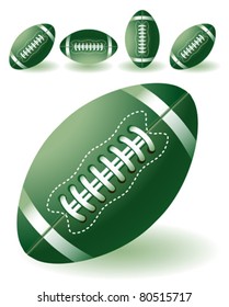 isolated  green american footballs on the white background