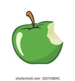 Isolated green apple bitten vector graphics