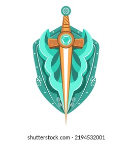 Ilustración vectorial herálica de armadura verde aislada
