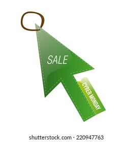an isolated green arrow with text for cyber monday