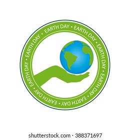 Isolated green banner with text and our planet for earth day