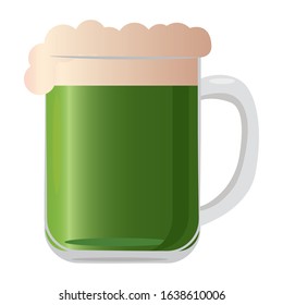 Isolated green beer glass with foam - Vector