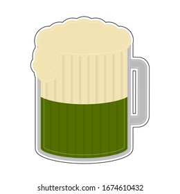 Isolated green beer mug icon with foam - Vector