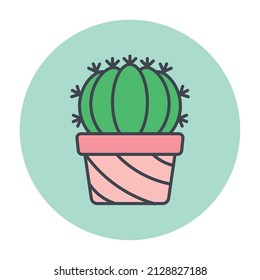 Isolated green cactus on a colored circle frame Vector