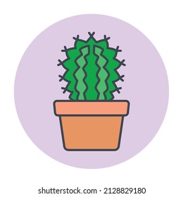 Isolated green cactus on a colored circle frame Vector