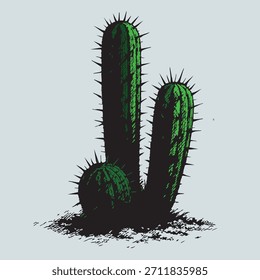 Ilustração isolada vetor de cacto verde em estilo moderno, adequado para projetos minimalistas.