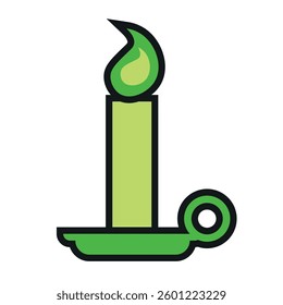 Isolated green candle magic icon