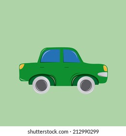 an isolated green car on a green background