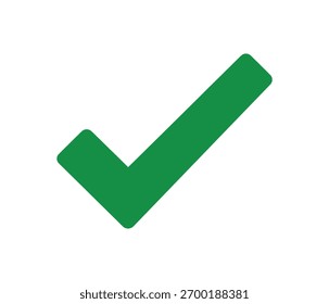 Icono verde aislado de la marca de verificación en un fondo blanco limpio. Simboliza la Aprobación, la validación, la finalización y el éxito. Perfecto para proyectos de diseño, infografías y comunicación visual.