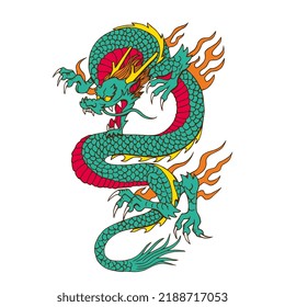 Isolated green up chinesse dragon zodiac vector illustration