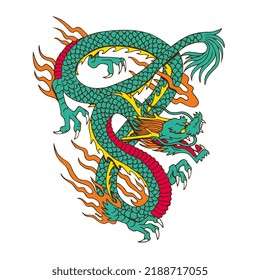 Isolated green chinesse dragon zodiac vector illustration