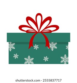 Isolated Green Christmas Gift box, Birthday present illustration vector, Festive, Celebration Graphic elements for Decoration, Holidays Clip art, vector stock