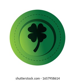 Isolated green clover coin. Saint patricks day - Vector
