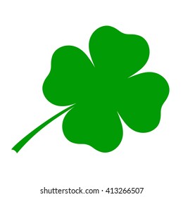 isolated green clover, simple icon of clover