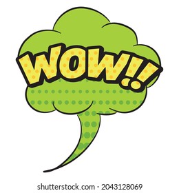 Isolated green comic expression with a halftone effect