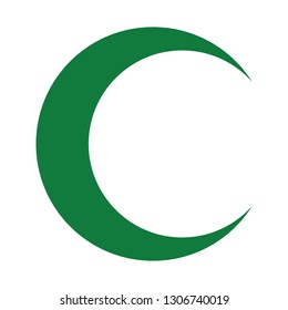 Isolated green crescent moon symbol - Eps10 vector graphics and illustration