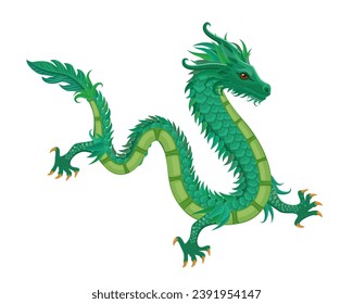 Isolated green dragon. Mythology animal. china zodiac sign of 2024