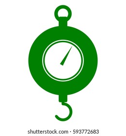 Isolated green dynamometer with a hook and an indicator for scientific purposes on a white background, flat design - Eps10 Vector graphics and illustration