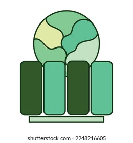 Isolated green earth globe planet icon Flat design Vector