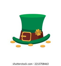 Isolated Green Elvish Hat Patrick Day Icon Vector