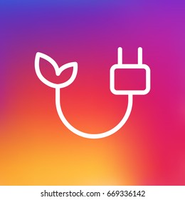 Isolated Green Energy Outline Symbol On Clean Background. Vector Electricity Element In Trendy Style.