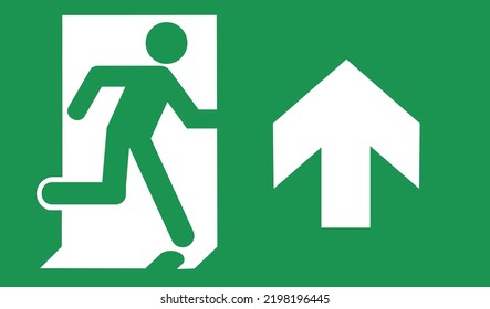 Isolated green fire exit up icon. Concept of emergency and evacuation.
