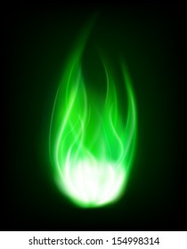 Isolated Green Flame. Vector.