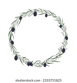 Isolated green frame with dark olives and leaves