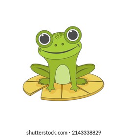 Isolated Green Frog Animated Animals Jungle Vector Illustration