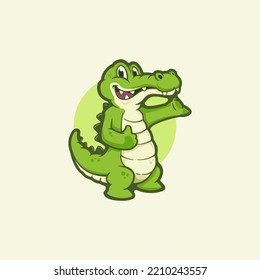 Isolated green gator illustration with background. Can be applied for Logo Design or Mascot Character