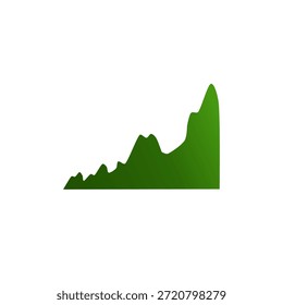 Isolierte grüne Farbverlauf-Flächendiagramm, die organische Geschäftsexpansion, positive finanzielle Dynamik, erfolgreiche Datenperformance-Trends auf sauberem, weißem Hintergrund veranschaulicht.