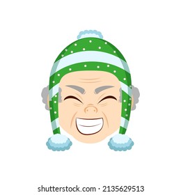 Isolated green happy old man christmas emoji cute face vector illustration