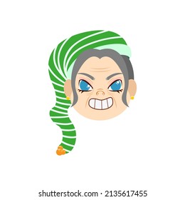 Isolated green hat old woman christmas emoji cute face vector illustration