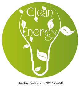 Isolated green label with text and an icon for alternative energy. Vector illustration