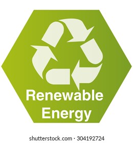 Isolated green label with text and an icon for alternative energy. Vector illustration