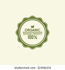 Isolated green label with text for an organic product