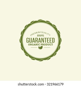 Isolated green label with text for an organic product