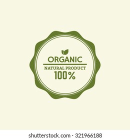 Isolated green label with text for an organic product