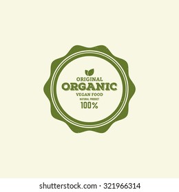 Isolated green label with text for an organic product