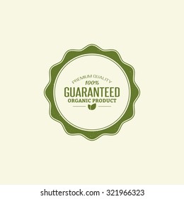 Isolated green label with text for an organic product