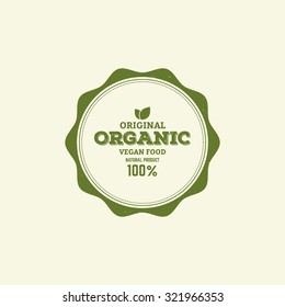 Isolated green label with text for an organic product