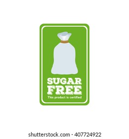 Isolated green label with text and a sugar bag icon